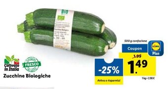 Lidl Zucchine Biologiche 500 g confezione offerta