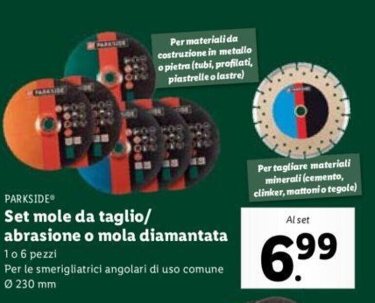 Parkside Set mole da taglio/abrasione o mola diamantata 1 o 6 pezzi