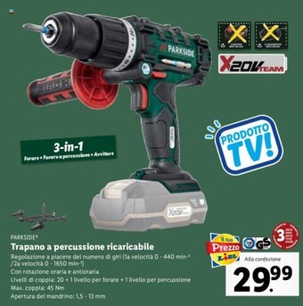 Lidl Parkside Trapano a percussione ricaricabile offerta
