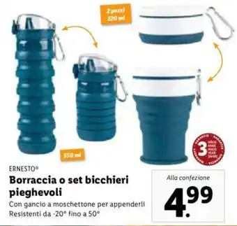 Lidl Ernesto Borraccia o set bicchieri pieghevoli offerta