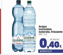 Levissima acqua naturale, frizzante