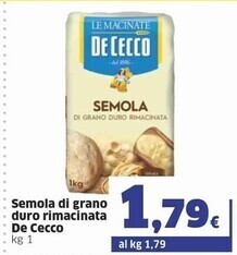 Sigma De cecco semola di grano duro rimacinata offerta