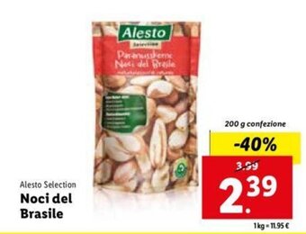 Lidl Alesto Selection Noci del Brasile 200 g confezione offerta
