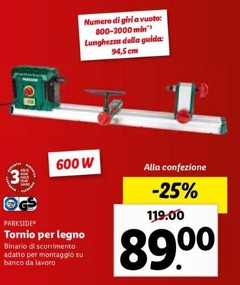Lidl Parkside Tornio per legno offerta
