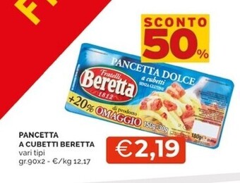 Mercatò Beretta pancetta a cubetti offerta