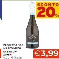 Mercatò Zonin prosecco doc millesimato extra dry offerta