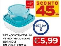 Bormioli rocco set 2 contenitori in vetro frigoverre