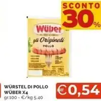 Mercatò Wuber wurstel di pollo x4 offerta