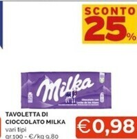 Mercatò Milka tavoletta di cioccolato offerta