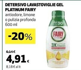 Coop Fairy detersivo lavastoviglie gel platinum offerta