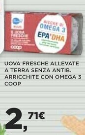 Coop Coop uova fresche allevate a terra senza antib. arricchite con omega 3 offerta