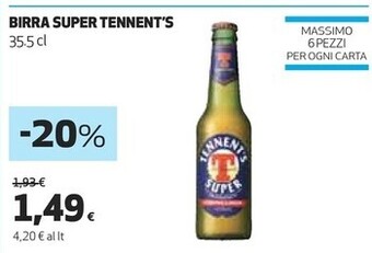 Coop Tennent's birra super offerta