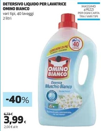 Coop Omino bianco detersivo liquido per lavatrice offerta