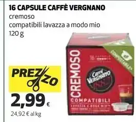 Coop Vergnano 16 capsule caffe offerta