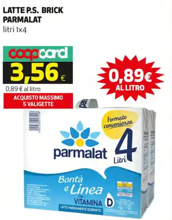Coop Parmalat Latte P.S. Brick litri 1 x 4 offerta