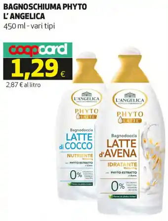 Coop L'Angelica Bagnoschiuma vari tipi 450 ml offerta