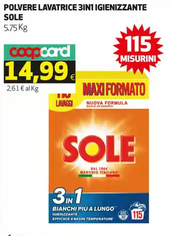 Coop Sole Polvere Lavatrice 3 in 1 Igienizzante 5,75 kg offerta