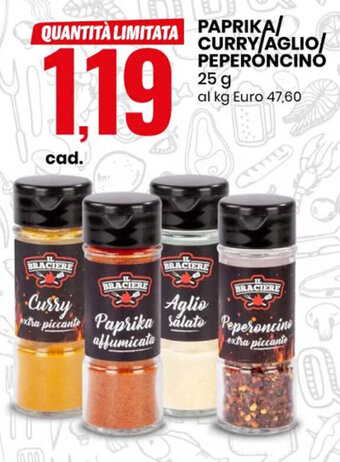 Eurospin Il Braciere Paprika/Curry/Aglio/Peperoncino 25 g offerta