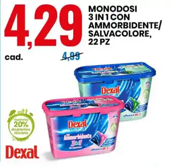 Eurospin Dexal Monodosi 3 in 1 con Ammorbidente/Salvacolore, 22 pz offerta