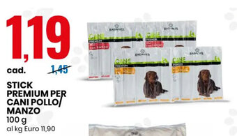 Eurospin Stick Premium per Cani Pollo/Manzo 100 g offerta