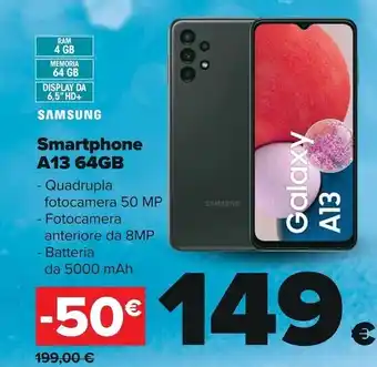 Carrefour Iper Samsung smartphone a13 64gb offerta