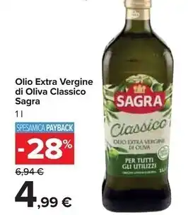 Carrefour Iper Sagra olio extra vergine di oliva classico offerta