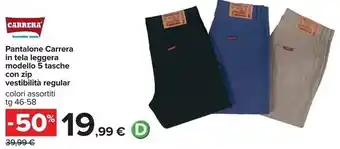 Carrefour Iper Carrera pantalone in tela leggera modello 5 tasche con zip vestibilita regular offerta