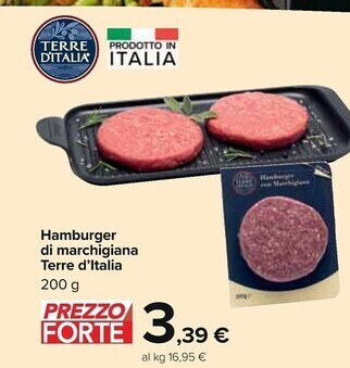 Carrefour Iper Terre d'italia hamburger di marchigiana offerta