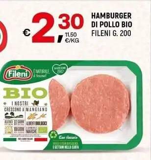 Fileni hamburger di pollo bio