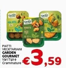 Crai Garden gourmet piatti vegetariani offerta
