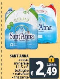 Gourmet Déco Sant'anna acqua minerale naturale offerta