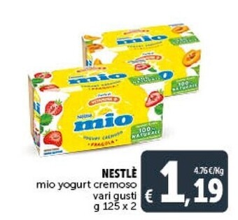 Gourmet Déco Nestlè mio yogurt cremoso vari gusti offerta