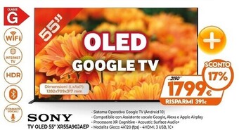 Expert Sony tv oled 55 xr55a90jaep offerta