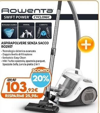 Expert Rowenta aspirapolvere senza sacco ro2957 offerta