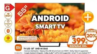 Expert Xiaomi 55a2 139,7 cm (55) 4k ultra hd smart tv wi-fi nero offerta