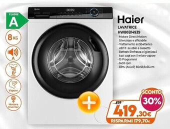 Expert Haier lavatrice hw80b14939 offerta