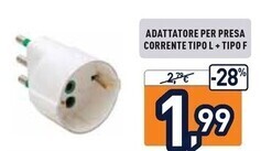 Unieuro Adattatore per presa corrente tipo l + tipo f offerta