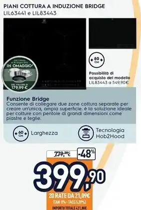 Unieuro Electrolux piani cottura a induzione bridge lil63441 offerta
