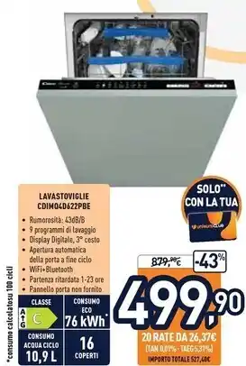 Candy cdimq 4d622pb/e a scomparsa totale 16 coperti c