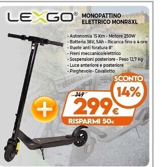 Expert Lexgo monopattino elettrico monr8xl offerta