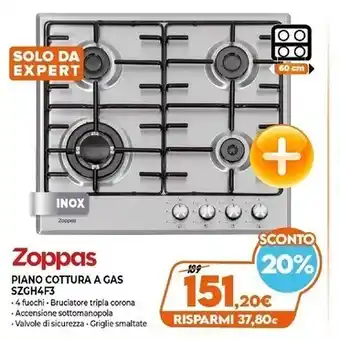 Expert Zoppas piano cottura a gas szgh4f3 offerta
