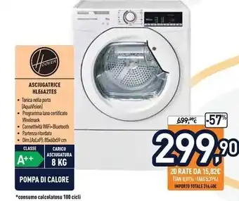 Unieuro Hoover asciugatrice hle6a2tes offerta