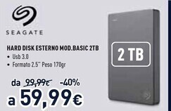 Seagate basic disco rigido esterno 2000 gb argento