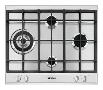 Unieuro Smeg p64xghue piano cottura nero, acciaio inossidabile incorporato gas 4 fornello(i) offerta