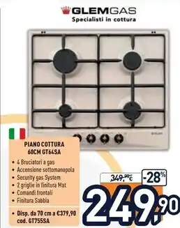 Glem gas piano cottura gt64sa