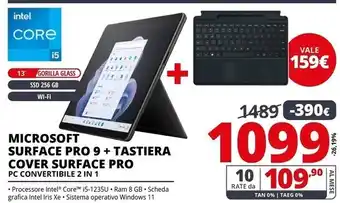 Comet Microsoft surface pro 9 + tastiera cover surface pro offerta