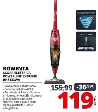 Comet Rowenta scopa elettrica powerline extreme rh8133wa offerta