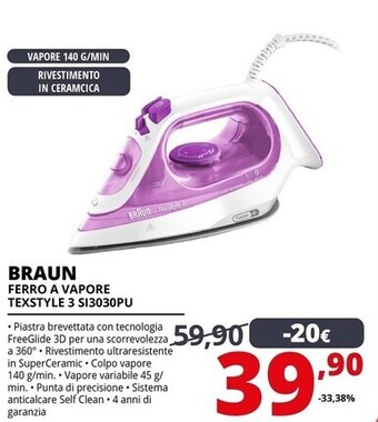 Comet Braun ferro a vapore texstyle 3 si3030pu offerta