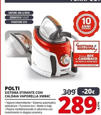 Comet Polti sistema stirante con caldaia vaporella xm84c offerta