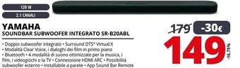 Yamaha soundbar subwoofer integrato sr-b20abl